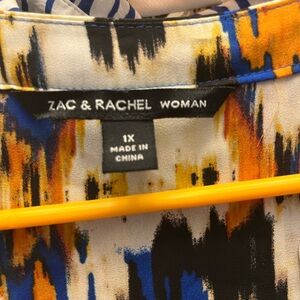 Zac & Rachel Women's Abstract Blue and Orange Blouse